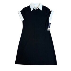 NWT American Living Women's Black Short‎ Sleeve Collared Shirt Dress - Size 12